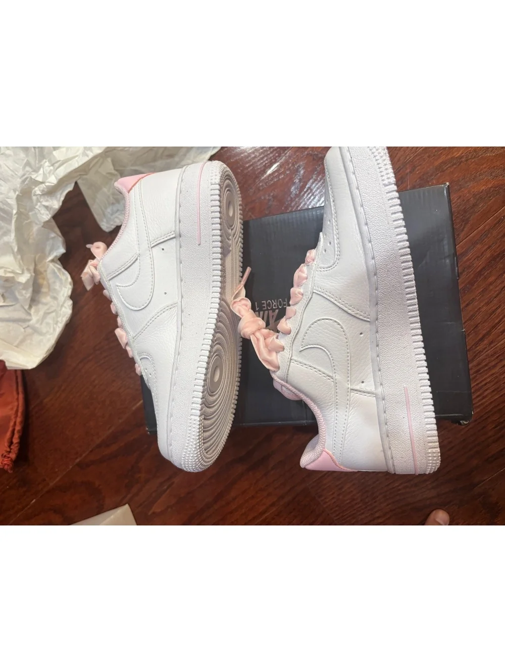 Size 5.5 Nike Air Force 1 Low Pink Velvet Laces (Women's)
